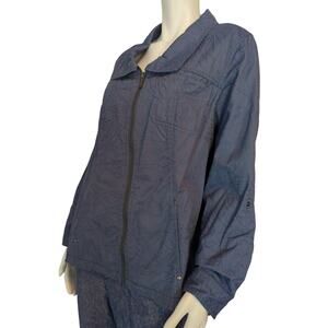 Coldwater Creek Shaped Denim Blue Full Zip Jacket stitched detail women size W18